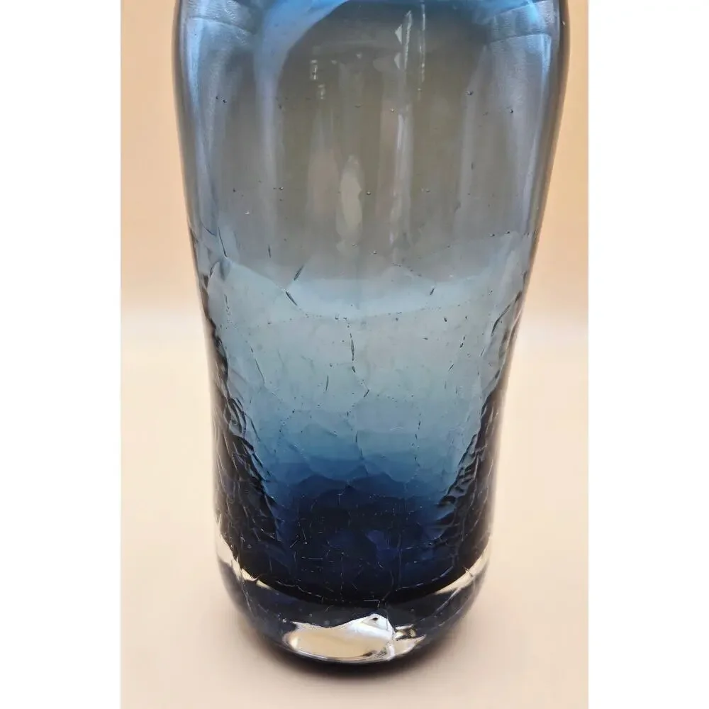 J. Paul VTG Crackled Cobalt Blue Art Glass Vase - Picture 5 of 5